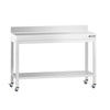 Stół roboczy ze stali nierdzewnej PREMIUM – 1200 x 600 mm – z półką dolną, nadstawką i kółkami
