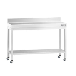 Stół roboczy ze stali nierdzewnej PREMIUM – 1200 x 700 mm – z półką dolną, nadstawką i kółkami