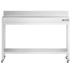 Stół roboczy ze stali nierdzewnej PREMIUM – 1200 x 700 mm – z półką dolną, nadstawką i kółkami