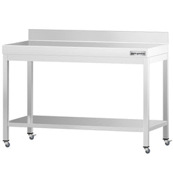 Stół roboczy ze stali nierdzewnej PREMIUM – 1200 x 700 mm – z półką dolną, nadstawką i kółkami