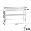 Commercial Stainless Steel Table with Upstand PREMIUM - 1200x600mm - with Undershelf - with Rear Upstand - with Additional Undershelf (mid-shelf) - with Cross Bracing