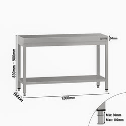 Stół roboczy ze stali nierdzewnej ECO - 1200 x 700 mm - z podstawą
