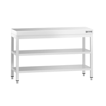 Commercial Stainless Steel Centre Table PREMIUM - 1200x600mm - with Undershelf - with 2 Undershelves - with Cross Bracing