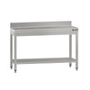 Commercial Stainless Steel Table with Upstand ECO - 1200x700mm - with Undershelf - with Rear Upstand