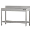 Commercial Stainless Steel Table with Upstand ECO - 1200x600mm - with Undershelf - with Rear Upstand - with Cross Bracing