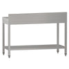 Commercial Stainless Steel Table with Upstand ECO - 1200x600mm - with Undershelf - with Rear Upstand - with Cross Bracing