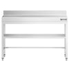 Commercial Stainless Steel Table with Upstand PREMIUM - 1200x600mm - with Undershelf - with Rear Upstand - with Additional Undershelf (mid-shelf) - with Cross Bracing