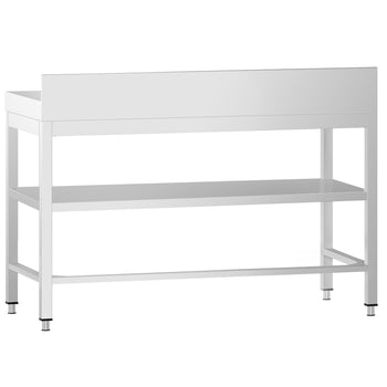 Stół roboczy ze stali nierdzewnej PREMIUM - 1200x600 mm - z półką dolną, panelem tylnym i wspornikiem - Prime Gastro