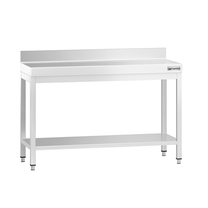 Stół roboczy ze stali nierdzewnej PREMIUM - 1200x700mm - z półką dolną i panelem tylnym