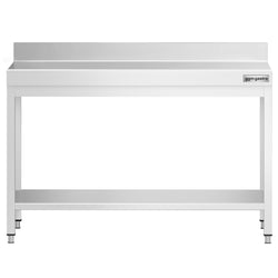 Stół roboczy ze stali nierdzewnej PREMIUM - 1200x600mm - z półką dolną i panelem tylnym
