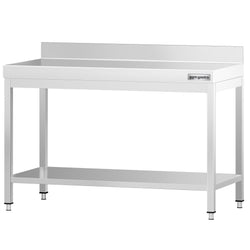 Stół roboczy ze stali nierdzewnej PREMIUM - 1200x800 mm - z półką dolną i panelem tylnym