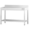 Stół roboczy przyścienny ze stali nierdzewnej PREMIUM - 1200x600mm - z półką & wzmocniony