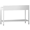 Stół roboczy przyścienny ze stali nierdzewnej PREMIUM - 1200x600mm - z półką & wzmocniony