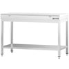 Commercial Stainless Steel Centre Table PREMIUM - 1200x600mm - with Undershelf - with Additional Undershelf (mid-shelf) - with Green/Red/White Chopping Board