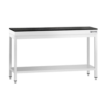 Stół roboczy centralny ze stali nierdzewnej PREMIUM - 1400x700mm - z półką - z blatem granitowym