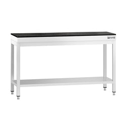 Stół roboczy centralny ze stali nierdzewnej PREMIUM - 1400x800mm - z półką & wzmocniony - z blatem granitowym
