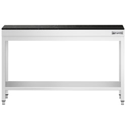 Stół roboczy centralny ze stali nierdzewnej PREMIUM - 1400x800mm - z półką & wzmocniony - z blatem granitowym