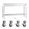 Stół roboczy ze stali nierdzewnej PREMIUM – 1400 x 600 mm – z półką dolną i kółkami