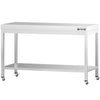 Stół roboczy ze stali nierdzewnej PREMIUM – 1400 x 700 mm – z półką dolną i kółkami