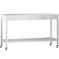Stół roboczy ze stali nierdzewnej PREMIUM – 1400 x 800 mm – z półką dolną i kółkami