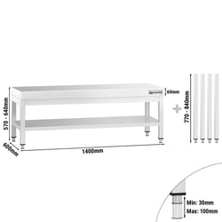 Stół z stali nierdzewnej 1400 x 600 mm – z podstawą