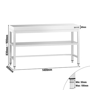 Stół roboczy ze stali nierdzewnej PREMIUM - 1400x600 mm - z dolną półką & rozpórką - Prime Gastro
