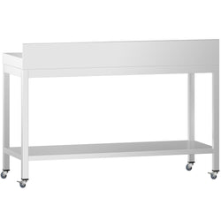 Stół roboczy ze stali nierdzewnej PREMIUM – 1400 x 800 mm – z półką dolną, nadstawką i kółkami