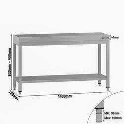 Stół roboczy ze stali nierdzewnej ECO - 1400 x 700 mm - z podstawą
