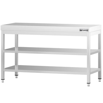 Stół roboczy ze stali nierdzewnej PREMIUM - 1400x800 mm - z półką dolną i półką pośrednią - Prime Gastro