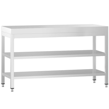 Stół roboczy ze stali nierdzewnej PREMIUM - 1400x800 mm - z półką dolną i półką pośrednią - Prime Gastro