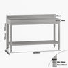 Commercial Stainless Steel Table with Upstand ECO - 1400x700mm - with Undershelf - with Rear Upstand