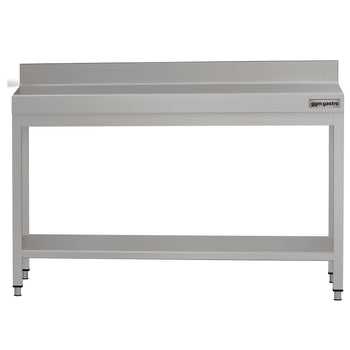 Stół roboczy ze stali nierdzewnej ECO - 1400x600 mm - z półką dolną i panelem tylnym - Prime Gastro