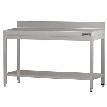 Stół roboczy ze stali nierdzewnej ECO - 1400x700 mm - z półką dolną i panelem tylnym - Prime Gastro