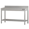 Commercial Stainless Steel Table with Upstand ECO - 1400x700mm - with Undershelf - with Rear Upstand