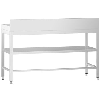 Stół roboczy ze stali nierdzewnej PREMIUM - 1400x700 mm - z dolną półką, panelem tylnym i rozpórką - Prime Gastro