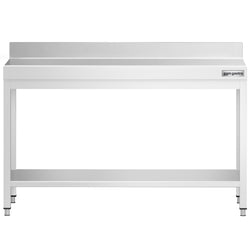 Stół roboczy ze stali nierdzewnej PREMIUM - 1400x700mm - z półką dolną i panelem tylnym