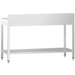 Stół roboczy ze stali nierdzewnej PREMIUM - 1400x700mm - z półką dolną i panelem tylnym