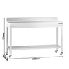 Stół roboczy ze stali nierdzewnej PREMIUM – 1400 x 800 mm – z półką dolną, nadstawką i kółkami
