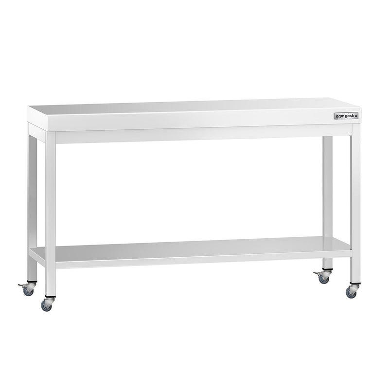 Stół roboczy ze stali nierdzewnej PREMIUM – 1500 x 800 mm – z półką dolną i kółkami