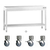 Stół roboczy ze stali nierdzewnej PREMIUM – 1500 x 800 mm – z półką dolną i kółkami