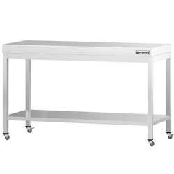 Stół roboczy ze stali nierdzewnej PREMIUM – 1500 x 800 mm – z półką dolną i kółkami
