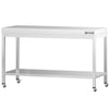 Stół roboczy ze stali nierdzewnej PREMIUM – 1500 x 700 mm – z półką dolną i kółkami