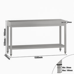 Stół roboczy ze stali nierdzewnej ECO - 1500 x 700 mm - z podstawą