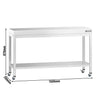 Stół roboczy ze stali nierdzewnej PREMIUM – 1500 x 700 mm – z półką dolną i kółkami