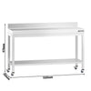 Stół roboczy ze stali nierdzewnej PREMIUM – 1500 x 700 mm – z półką dolną, nadstawką i kółkami