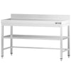 Commercial Stainless Steel Table with Upstand PREMIUM - 1500x600mm - with Undershelf - with Rear Upstand - with Additional Undershelf (mid-shelf) - with Cross Bracing