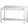 Commercial Stainless Steel Table with Upstand PREMIUM - 1500x700mm - with Undershelf - with Rear Upstand - with Cross Bracing