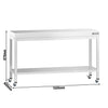Stół roboczy ze stali nierdzewnej PREMIUM – 1500 x 800 mm – z półką dolną i kółkami