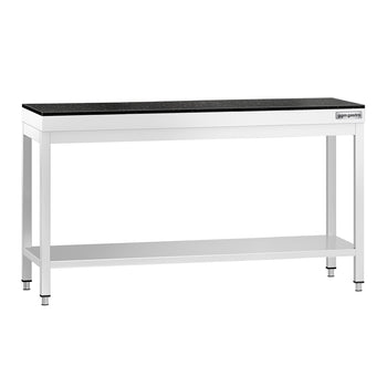 Stół roboczy centralny ze stali nierdzewnej PREMIUM - 1600x600mm - z półką - z blatem granitowym