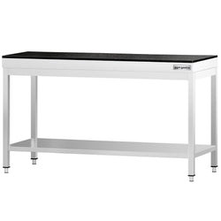 Stół roboczy centralny ze stali nierdzewnej PREMIUM - 1600x800mm - z półką - z blatem granitowym